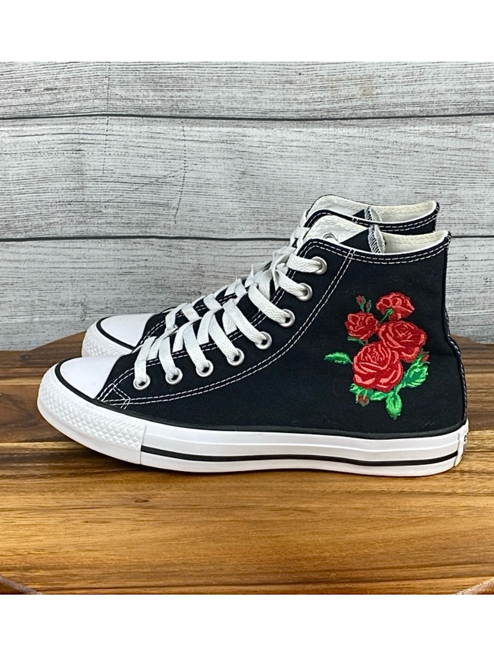 Converse Chuck Taylor All Star High Custom Floral Embroidery Roses Women’s 8.5
